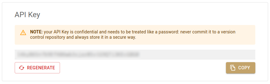 How to copy the API Key
